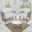 Ver imagem 2 de Poltrona Namoradeira Decorativa Isabella Pés Palito Madeira Suede Cinza - Gran Belo