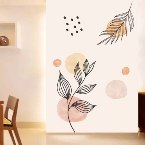 Papael de Parede Adesivo Decorativo Floral Boho Moderno Minimaista Autocolante Fácil Aplicação