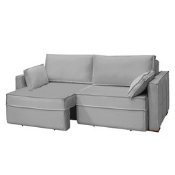 Sofá Cama Ferrari Retrátil e Reclinável 2,15m Veludo Cinza - 2 Sofá Cama Ferrari Retrátil e Reclinável 2,15m Veludo Cinza - 2