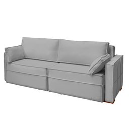 Sofá Cama Ferrari Retrátil e Reclinável 2,15m Veludo Cinza - 3 Sofá Cama Ferrari Retrátil e Reclinável 2,15m Veludo Cinza - 3