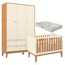 Ver imagem 1 de Berço Americano e Guarda Roupa Unique 3 Portas Off White Freijó Eco Wood com Colchão Gazin - Matic
