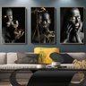 Quadro Feminino Black Cores Luxo - Kit 3 telas - 60 x 40 cm - Chassi - 1