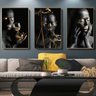 Quadro Feminino Black Cores Luxo - Kit 3 telas - 150 x 100 cm - Preta - 1