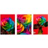 Quadro Flores Cor Intensa - Kit 3 telas - 90 x 60 cm - Chassi - 2