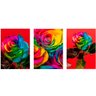 Quadro Flores Cor Intensa - Kit 3 telas - 150 x 100 cm - Branca - 2