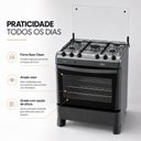 Ver imagem 5 de Fogão a Gás Fascino 5 Bocas Mega Chama 2,6KW Easy Clean com Forno 97 Litros e Mesa Inox Clarice