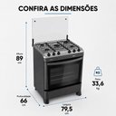 Ver imagem 3 de Fogão a Gás Fascino 5 Bocas Mega Chama 2,6KW Easy Clean com Forno 97 Litros e Mesa Inox Clarice
