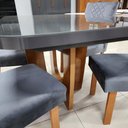 Ver imagem 2 de Conjunto Sala de Jantar Sala Roma 4 Lugares Tampo MDF e Vidro Grafite 130x90cm Bom Pastor Móveis
