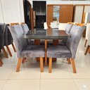 Ver imagem 3 de Conjunto Sala de Jantar Sala Roma 4 Lugares Tampo MDF e Vidro Grafite 130x90cm Bom Pastor Móveis