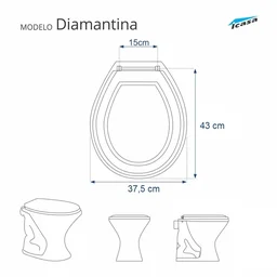 Assento Sanitário Diamantina Branco para vaso Icasa Com Ferragem Dourada - 3