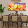 Quadro Flores Coloridas Paris - Kit 3 telas - 90 x 60 cm - Branca - 1