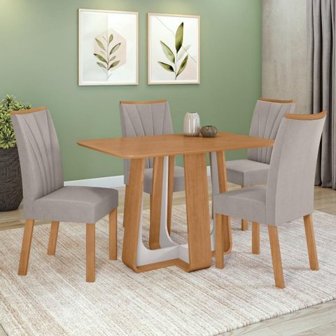 Conjunto Sala de Jantar Mesa Tampo Mdf com 4 Cadeiras