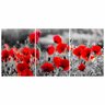 Quadro Flores Vermelhas Jardim Colorido - Kit 3 telas - 150 x 100 cm - Preta - 2