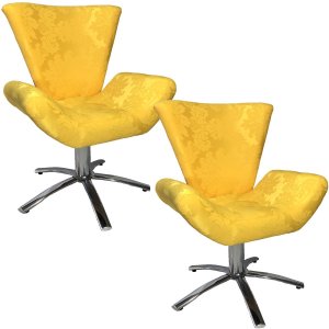 Kit Duas Poltronas Giratória Elegance Jacquard:amarelo