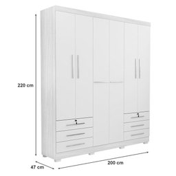 Guarda Roupa Casal Londres Carvalho Branco - Incorplac - 3