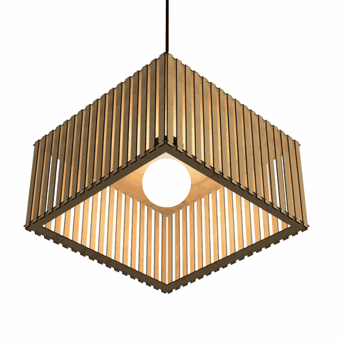 Luminária Pendente Barcelona Modelo Ripado -:MDF CRU