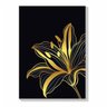 Quadro Flores Preta e Dourada Traço Fino 1 - Tela Única - 180 x 105 cm - Branca - 2