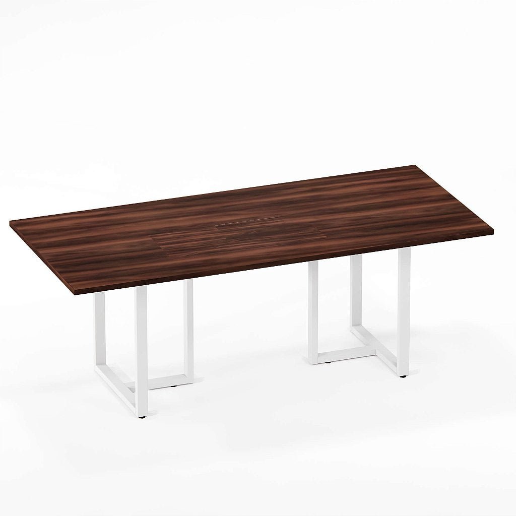 Mesa de Reunião Retangular Tubular P25 Pandin 2,0 M Escarlate e Branco