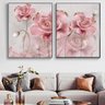 Quadro Flor Delicada Rosa e Gold - Kit 2 telas - 150 x 100 cm - Branca - 1