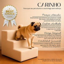 Escada de Cachorro Escadinha Pet Gato Rampa 3 Degrais Veludo - 3