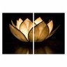Quadro Flor de Lotus Preto e Dourado Luxo - Kit 2 telas - 60 x 40 cm - Branca - 2