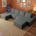 Ver imagem 1 de Sofá Evo 3,40m Molas Ensacadas com Apoio Chaise Lounge Esquerda Velourê Cinza Escuro Cama Inbox