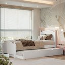 Ver imagem 1 de Cama Solteiro Madeira Maciça e Mdf Merk com Cama Auxiliar