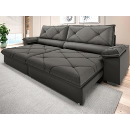 Sofá com Carregador Usb e Molas no Assento Retrátil Reclinável Nice 2,90m Velosuede - Netsofas - 1