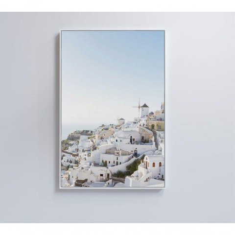 Quadro Paisagem Ilha Santorini 60x90 Cm Tecido Canvas