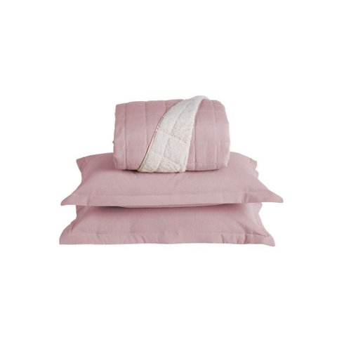 Kit Cobre Leito Matelado Dupla Face Sherpa de Carneiro 3 Peças Casal 80% Algodão - 20% Poliéster