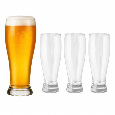 Jogo 3 Copo Tulipa Vidro 350ml Chopp Caneca Cerveja Tipo Pinguim Incolor Kit Taca Munich Transparent