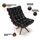 Ver imagem 5 de Kit 01 Poltrona e 01 Puff Giratório Costela Corano Preto Base Madeira MA25 - D’Rossi