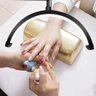 Luminaria Estetica Spa Arco Meia Lua Led 3 Tons Suporte Celular Mesa Salao de Beleza Manicure - 4