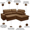 Ver imagem 4 de Sofá 3 Lugares Retrátil Reclinável Chaise Direito 243cm Solin F04 Veludo Terracota - Lyam Decor