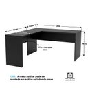 Ver mais imagens de Mesa de Escritório em L 160x60cm + Cadeira de Escritório Ergonômica Reclinável com Apoio Lombar