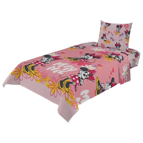 Jogo de Cama Infantil Lepper Minnie Solteiro 3 Peças Microfibra Rosa
