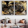 Quadro Abstrato Master Luxo Preto e Dourado - Kit 2 telas - 150 x 100 cm - Branca - 1