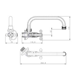 Torneira de Parede Bica Horizontal para Cozinha Marujá Viqua Cromado - 2