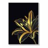 Quadro Flores Preta e Dourada Traço Fino 1 - Tela Única - 120 x 90 cm - Preta - 2