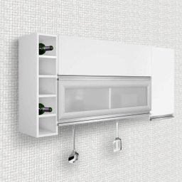 Armário Aéreo 3 Portas e Adega Elegance Espresso Móveis - 1