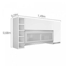 Armário Aéreo 3 Portas e Adega Elegance Espresso Móveis - 4