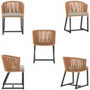Ver imagem 5 de Mesa com 4 Cadeiras de Jantar Roma 100cm e Noronha em Aluminío Preto Corda Nautica Estofado 3 Trama