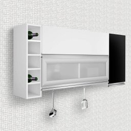 Armário Aéreo 3 Portas e Adega Elegance Espresso Móveis - 1 Armário Aéreo 3 Portas e Adega Elegance Espresso Móveis - 1