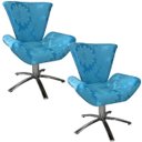 Ver imagem 1 de Kit Duas Poltronas Giratória Elegance Jacquard:azul