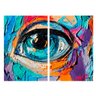 Quadro Abstrato Olho Cores Modernas - Kit 2 telas - 60 x 40 cm - Chassi - 2