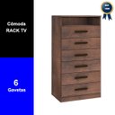 Ver imagem 3 de Cômoda Rack Multifuncional para Tv com 6 Gavetas Café