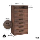 Ver imagem 4 de Cômoda Rack Multifuncional para Tv com 6 Gavetas Café