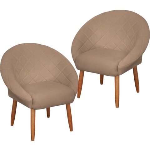 Kit 2 Poltronas Resistente para Sala de Espera Tecido Veludo Confortável Reforçada