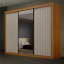 Ver imagem 1 de Guarda Roupa Casal Ripado 3 Portas de Correr 6 Gavetas com Espelho 100% MDF São Paulo