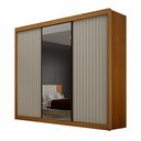 Ver imagem 2 de Guarda Roupa Casal Ripado 3 Portas de Correr 6 Gavetas com Espelho 100% MDF São Paulo